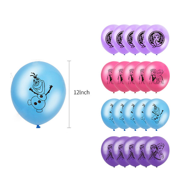 Frozen Elsa dekorationer för födelsedagsfest, ballonger, set för barn, flickor och pojkar