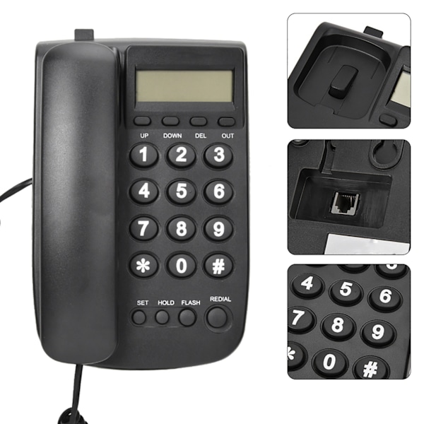 Hotel Business Telefonforbindelse Ingen opkalds-id Hjemmetelefon til hotelfamilien (sort)
