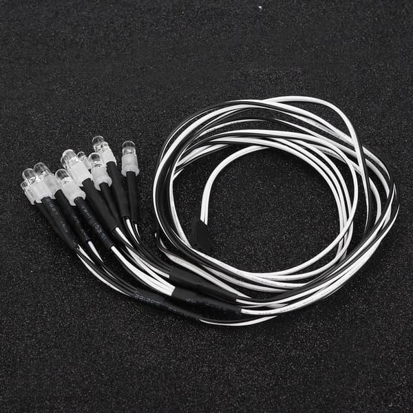 12 stk 5mm/3mm LED-pærer for frontlykter og baklykter, tilbehør til RC-modelldriftbil