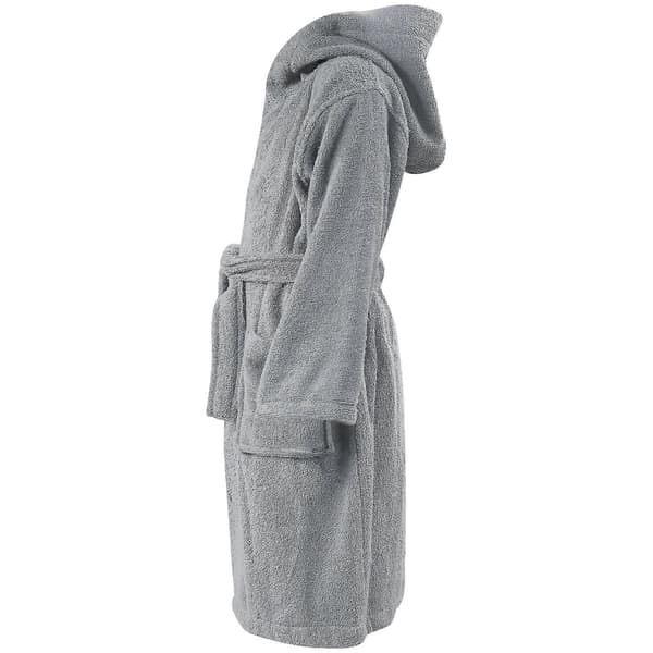 Badehåndkle med hette til barn, 100 % bomullsfrotté badekåpe for gutter og jenter Steel Grey 7-8 Years