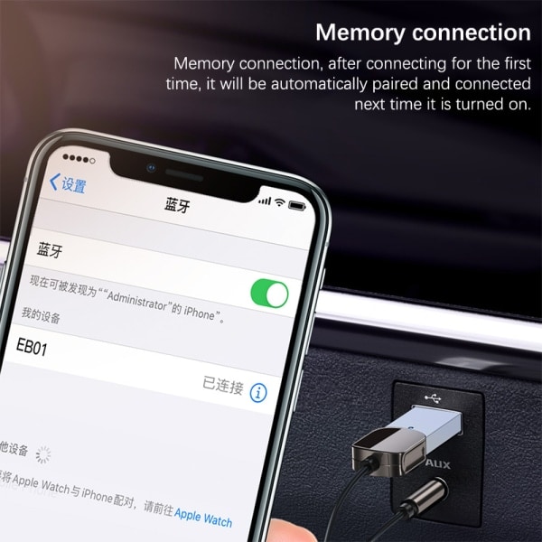 Bluetooth Aux-adapter USB til 3,5 mm stik Bil o Bluetooth 1 stk