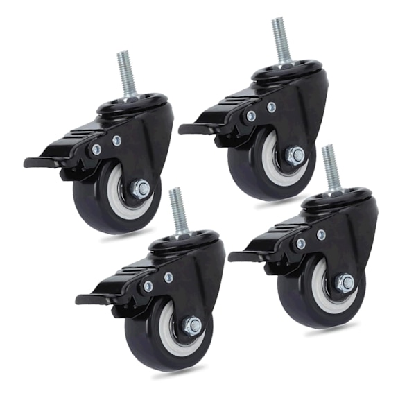 stk Kontorstol Hjul M8 x 25mm Polyuretan Svingbare Hjul Maks Last 240kg Erstatning Svingbare Hjul med Bremser [qb]