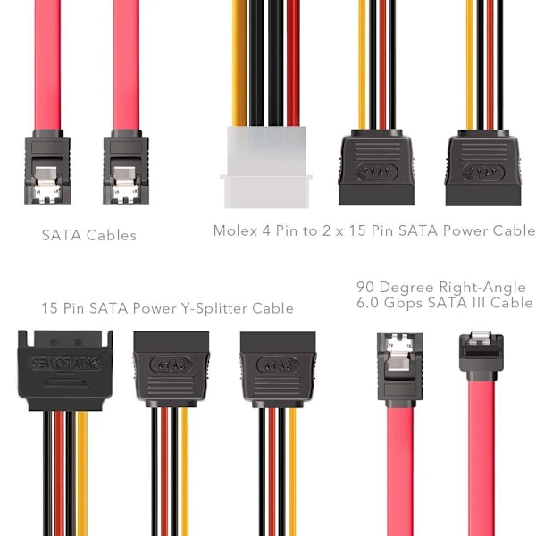 Adapterkit för 2,5\" till 3,5\" hårddiskfack - Konverteringsfack för montering av HDD SSD - IDE 4P hane till 2 SATA 15-stifts hona strömkabel + 2 x