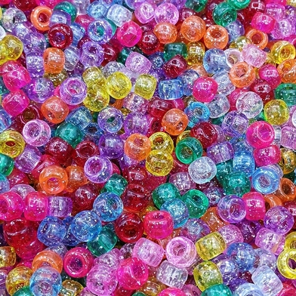 100-1000 kpl 6x9mm sekoitettu väri glitter läpinäkyvä muoviponihelmet korujen valmistukseen DIY rannekoru kaulakoru likainen punos koristehelmet 300 pcs