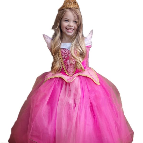 Tornerose ballkjole for jenter Halloween-fest blå blue 7-8Years