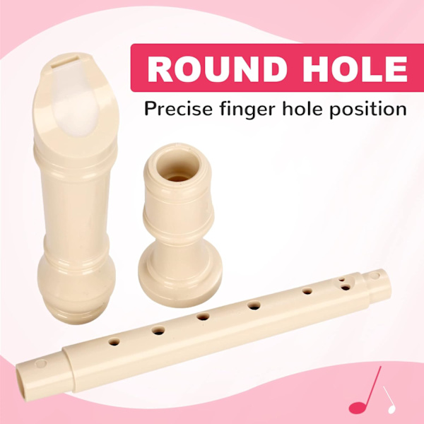 Sopranblokkfløyte Instrument for Barn & Studenter - Tysk Fingersetting 8 Hulls Fløyte ABS Descant Blokkfløyter for Begynnere med Rengjøringsstang og Veske, Beige