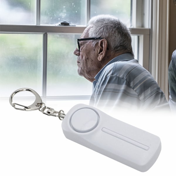Mini Personligt Larm Nyckelring med 130dB Hög Siren Säkerhet Självförsvar Enhet Nödlarm för Äldre Kvinna Vit