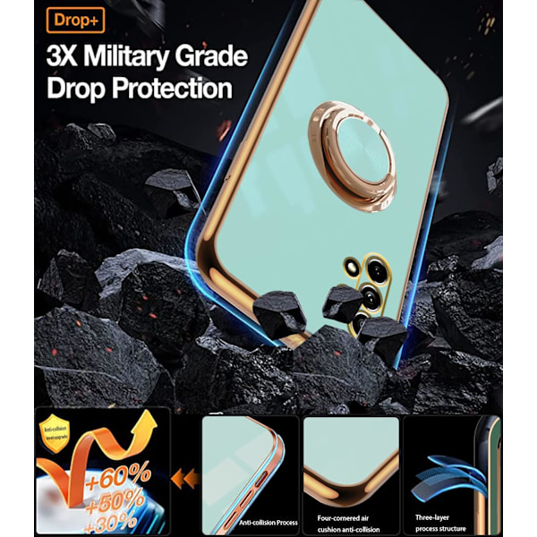 Fodral för Samsung Galaxy A32 5Gi (Grön), Samsung A32 5G Fodral Stötsäkert Plätering 360 Graders Skydd Magnetiskt Fodral Bilhållare