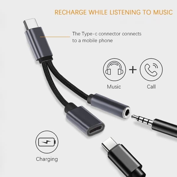 Galaxy USB C til 3,5 mm Jack Adapter, Type C til 3,5 mm Aux Hodetelefon Adapter