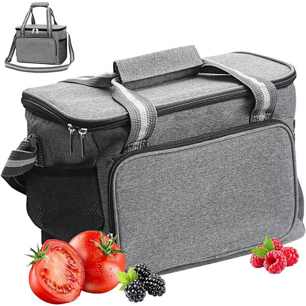15 L kylväska, 31 x 19 x 23 cm (grå), picknickväska, jättestor väska, Li