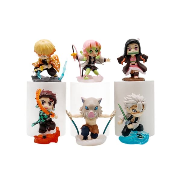 Demon Slayer stridseffektfigurer, 6 samlarfigurer av animekaraktärer