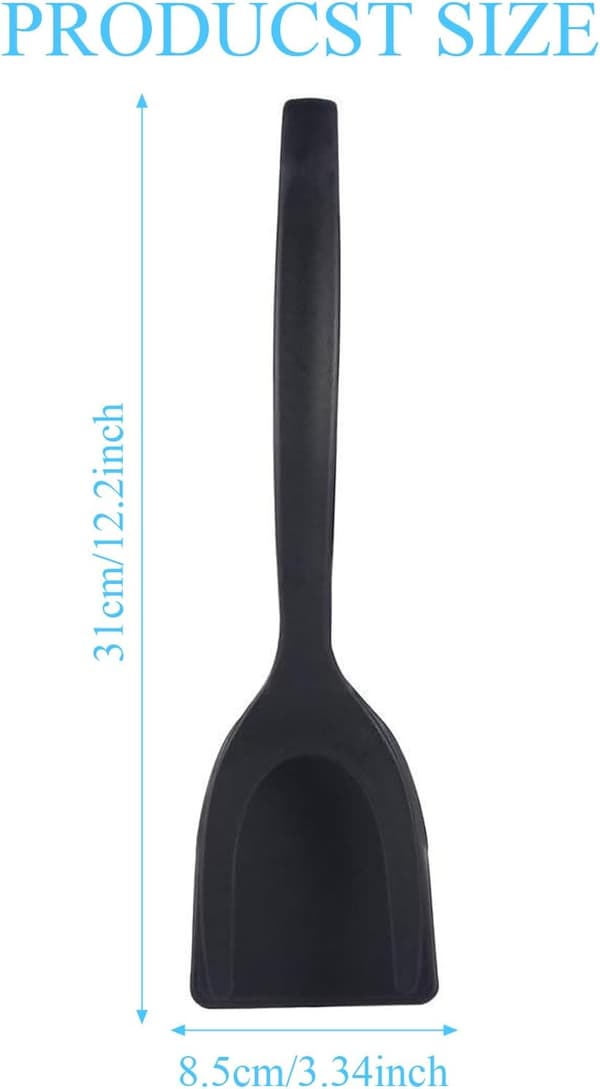 1 stk. Silikon Egg Tang Flipper Spatel, Silikon Egg Spatel 2 i 1 Grip og Flip Spatel (Svart)