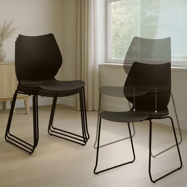 Moderne stablestol - Multifunksjonell spisestol - Plassbesparende med stabelbart design | Farge: Svart(bt)