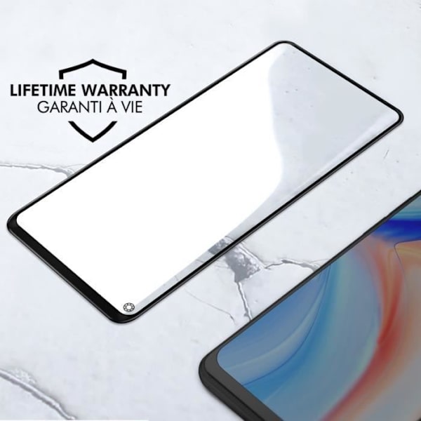 Hærdet glas til Oppo Reno 4 Hårdhed 9H+ Levetidsgaranti Force Glass Sort