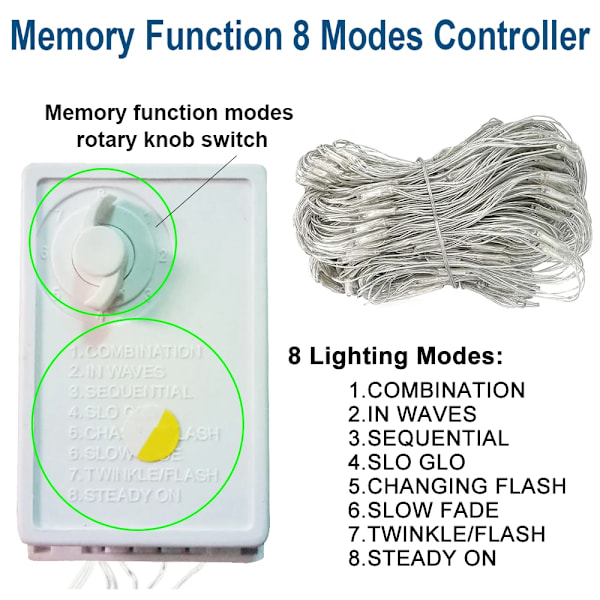 120-672 LED Nätmesh-Julsträngljus Utomhus Juldekoration 8 lägen Vattentät Bröllopsfest Ljus EU/UK/AU Plugg Warm White
