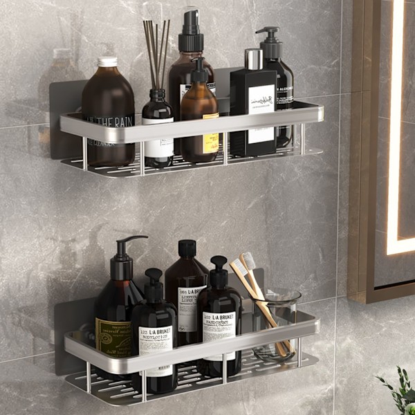 Hörn Duschhylly Badkar Organizer Hylla SILVER RECTANGLE hopea silver rectangle 2pcs