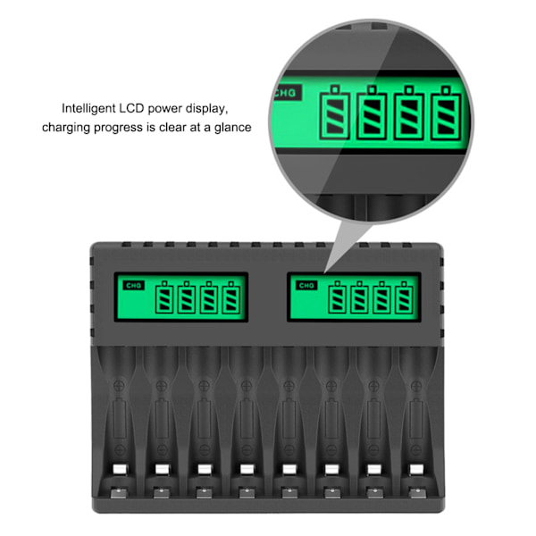 Batterilader AA/AAA Digitalt Display Batterier Lading Bærbar Reisebyrå Omvendt Polaritet for Beskyttende Lading