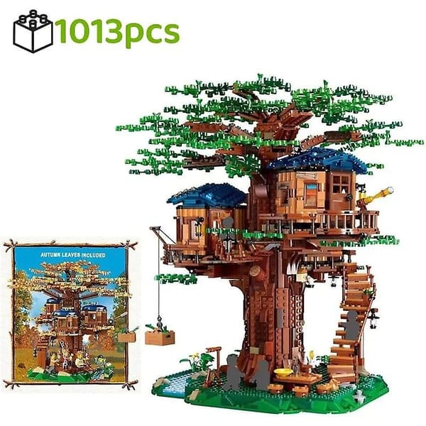 Fire årstider træhuse jungle byggeklods IDEAS serie MOC 21318 byggeklodsmodel samlelegetøj børnegave (BT)