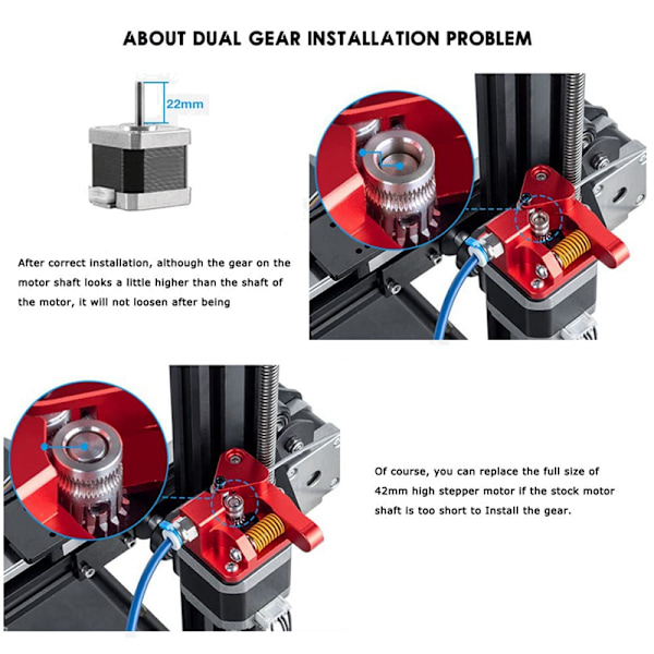 Dubbelväxlad extruder kompatibel med Ender 3 CR10 CR-10 Pro CR-10S Tornado Aluminiumdrivning för 3D-skrivare
