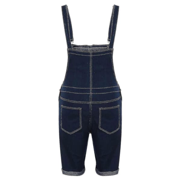 Ripped denimshorts for men, rett modell, snekkerbukse Dark Blue L