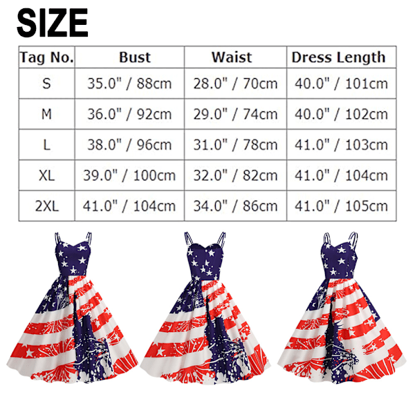 Patriotisk Kjole 4. juli Amerikansk Flag Sleeveless Kjole Retro