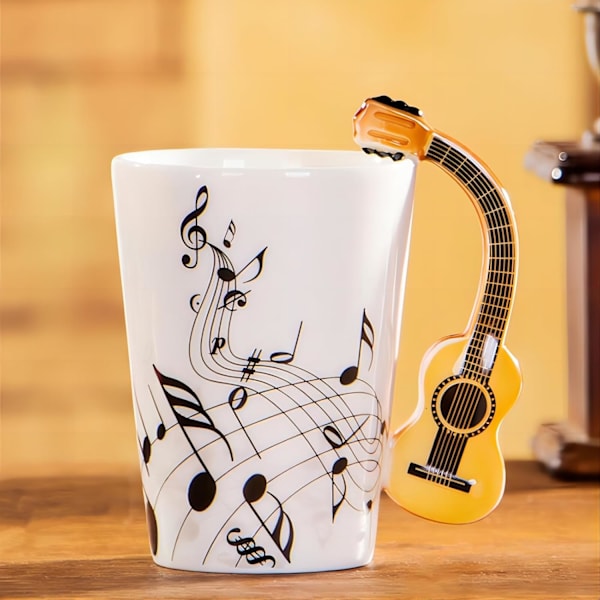 Luovuutta Musiikki Muki Viulu Tyyli Kitara Keraaminen Muki Kahvi Tee Maito Musiikki Nuotti Kupit Kahvalla Kahvimukit Uutuuslahjat (Puinen Kitara) wooden guitar