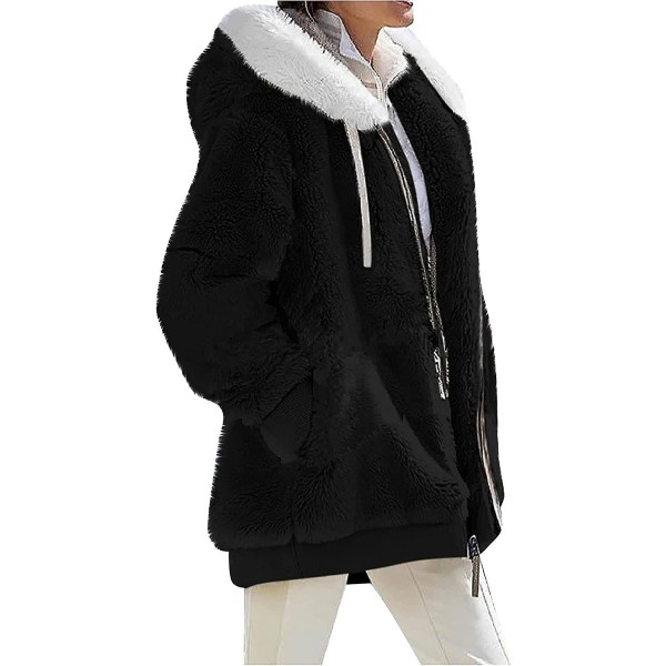 Damkläder för vintern, Fashion Plus Size Långärmade söta toppar Hoodies Varma bekväma Fuzzy Fleece Sweatshirt Coats XL