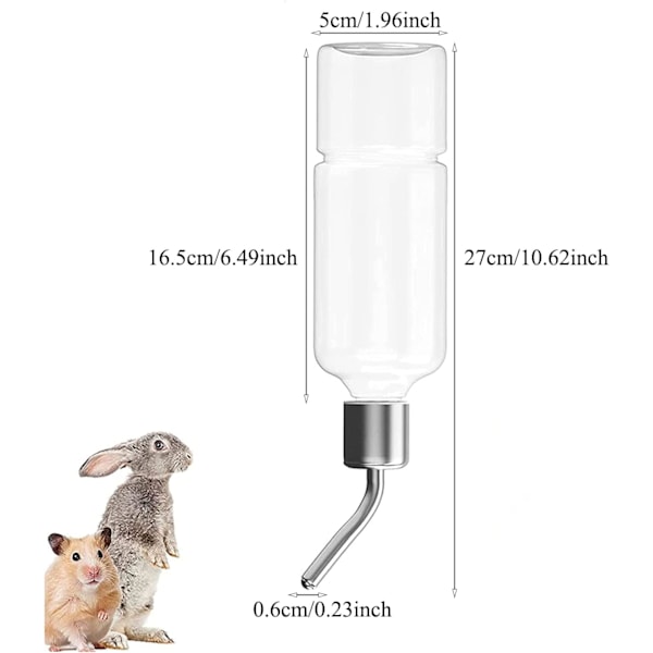 Hamster Vandflaske, 180ml Vanddispenser til Små Dyr, Kanin Vandfeeder, Kanin Hængende Vandfontænedispenser, til Små Kæledyr
