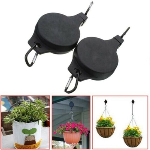 2x Flower basket Hook Liftable telescopic plant pulley Ease