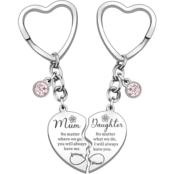 2pcs Mother Daughter Heart Matching Keychain Keyring Set Gifts For Mom Mother's Day Birthday Christmas