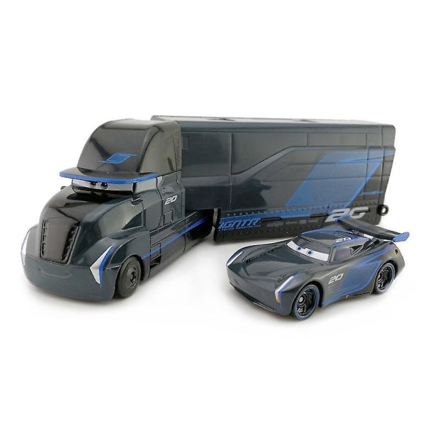 2:a Racing Car 3 Black Storm Jackson Container Trailer Truck Legering Lastbil Mcqueen Mack Leksak