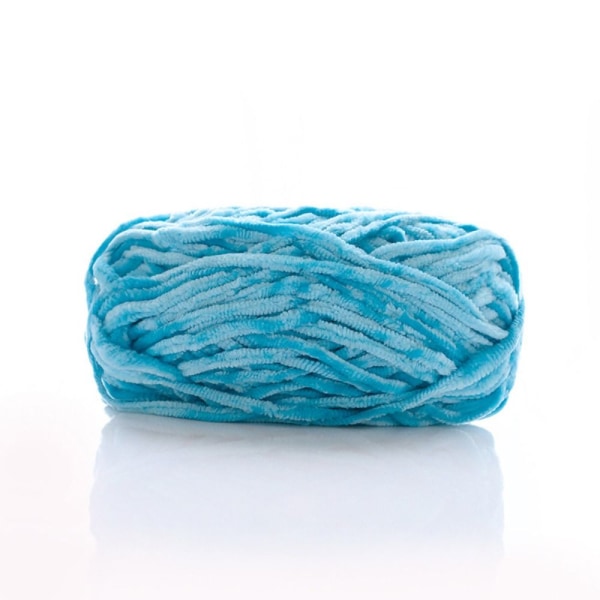 Chenille Velvet Garn Chunky Strikket Kardet Tråder BLÅ blue