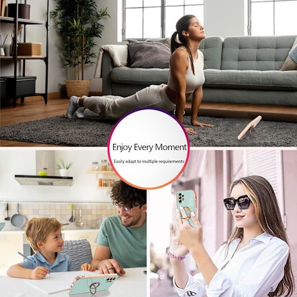 Fodral för Samsung Galaxy A32 5Gi (Grön), Samsung A32 5G Fodral Stötsäkert Plätering 360 Graders Skydd Magnetiskt Fodral Bilhållare