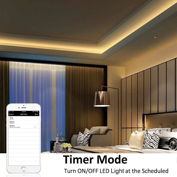 Trådløs dimbar LED-stripe-kontroller, varm hvit/kald hvit, kontrollert av WiFi/app, fungerer med Alexa, dimmer-kontroller for Android/iOS-system, Sunmostar