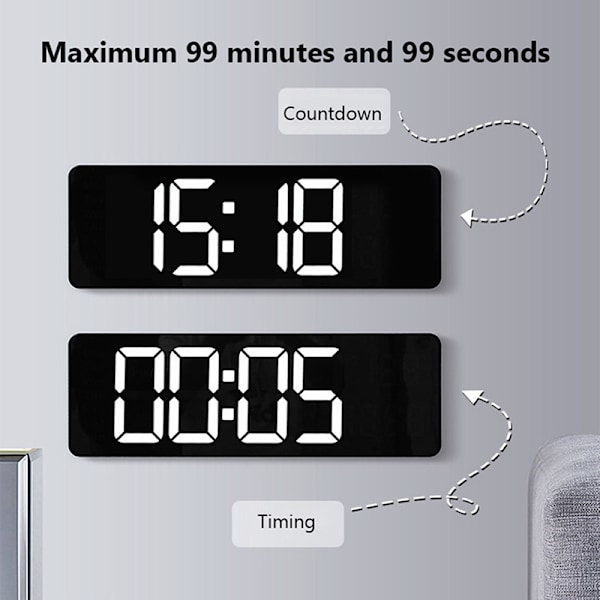 LED Digital Väggklocka Elektronisk Väggfjärrkontroll Temp Datum Grön Green 16 inches