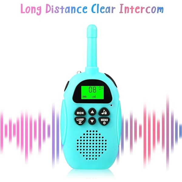 Gjenladbar Walkie Talkie 2-pakning (rosa, blå), last 3 km lang dis