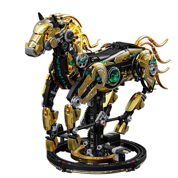 Mekanisk Byggeklodsmodel | Håndsving Koblet Lyslegetøj *blæksprutte*mekanisk octopus mechanical