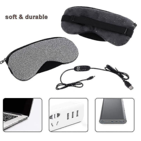 Opvarmet øjenmaske, USB øjenmaske til tørre øjne med temperatur- og timerstyring