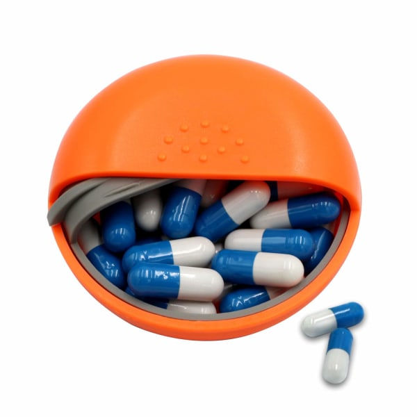 Dekorativ pillerask, söt storlek för handväska, låsbar liten daglig ask (orange, 3)