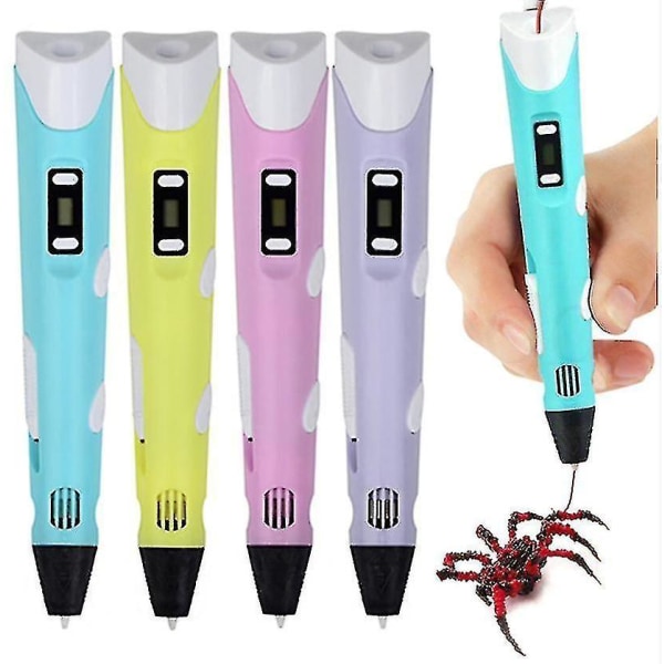 3d Printing Doodle Pen With Lcd Screen & Filaments Perfect Quality Blue