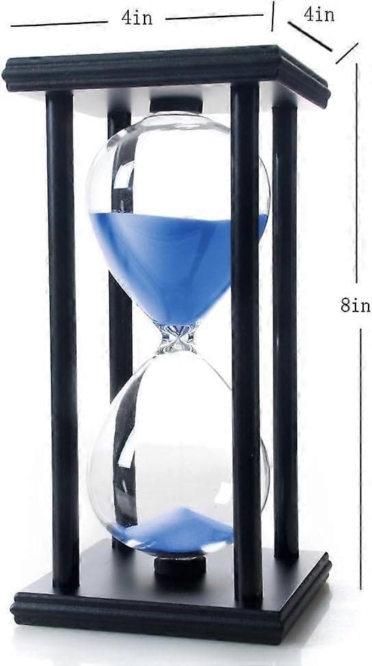 60 minutters timeglas, timeglas i træ, egnet til studier, spisestue, kontor, stue{bt) Blue black