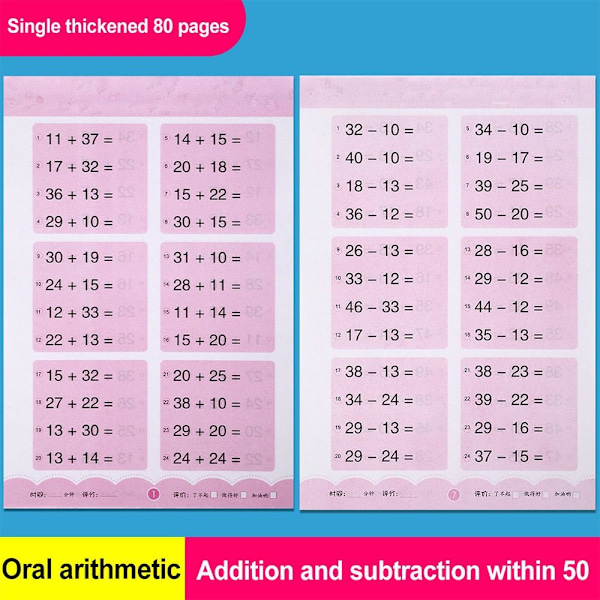 80 sidor/bok Räkneövningsböcker Matematikinlärning 0-10 Arithmetic B 0-10 Arithmetic B