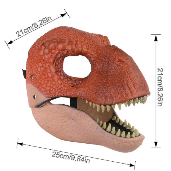 Dinosauriehuvudbonad, Jurassic World dinosaurieleksaker med öppningsbar rörlig käke, Velociraptor-mask och Tyrannosaurus Rex-maskpaket Brown