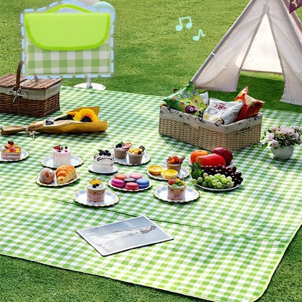 Picnic tæppe, ekstra stort vandtæt sandtæt picnic tæppe, maskinvaskbart picnic tæppe perfekt til strandhave og camping på græs