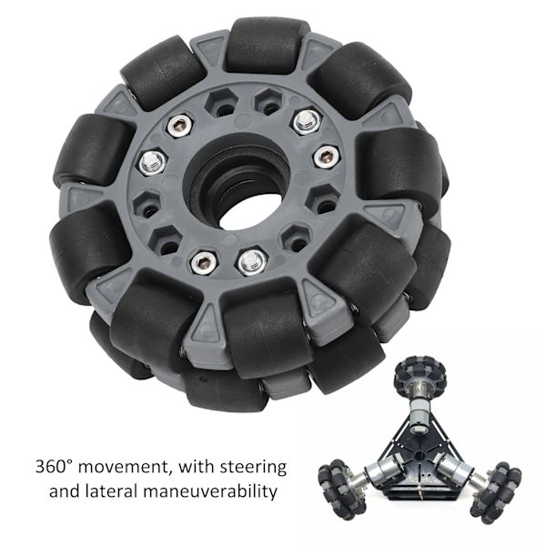100mm Kestävät Nylon-Kumi Laakerirullat Omni-Pyörät Robottikilpa-Autojen Pyörille 14041