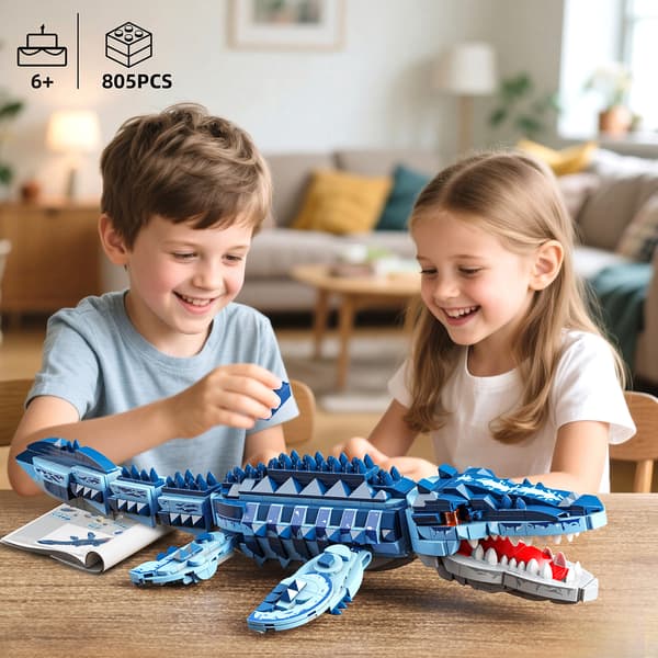 Dinosaur Byggeklodser Model – Mosasaurus Samlelegetøj Mosasaurus