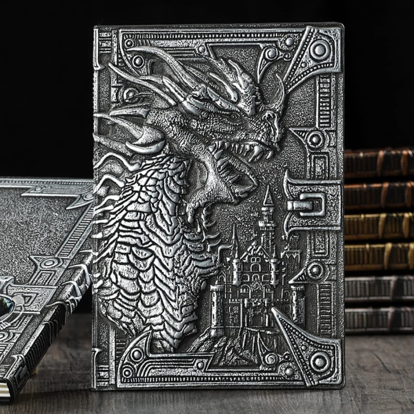 3D-drage-relief-dagbog-skrive-notesbog, hardcover DND-dagbog håndlavet daglig notesbog rejsedagbog, RPG-tilbehør gave til DMs&D&D-spillere
