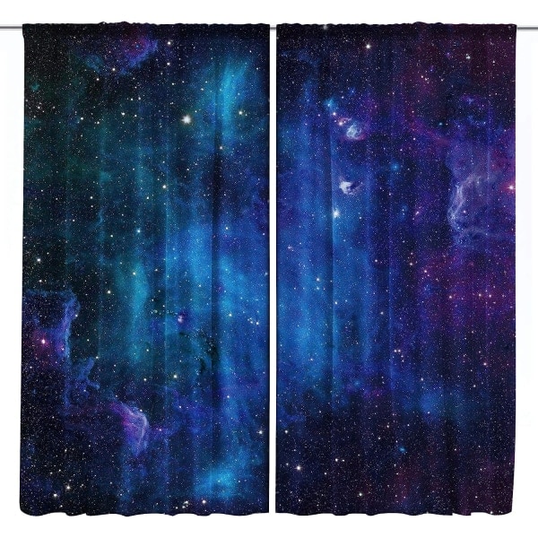 IC Kids Drengegardiner Rummet Stanglomme (2 Styk 70in*70in, 180cm*180cm) Blå Planet Nebula Kosmisk Sort Psykedelisk