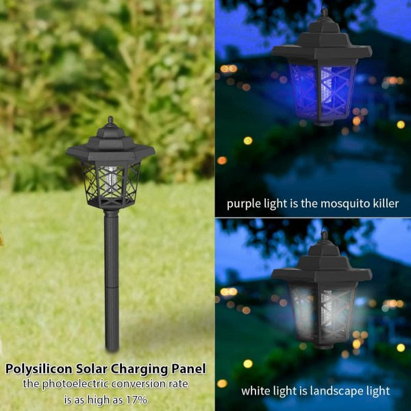 Pcs Solar Bug Zapper Utomhus Vattentät LED Solar Mygg Zapper Utomhus Solcells Myggdödande Ljuslampa för Inomhus och Utomhusbruk