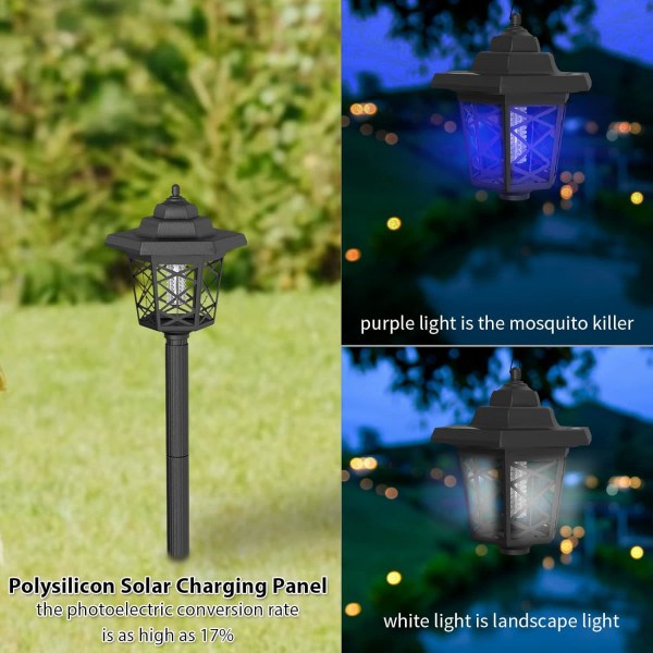 Pcs Solar Insekt Zapper Udendørs Vandtæt LED Solar Myg Zapper Udendørs Solar Powered Myg Killer Lys Lampe til Indendørs og Udendørs